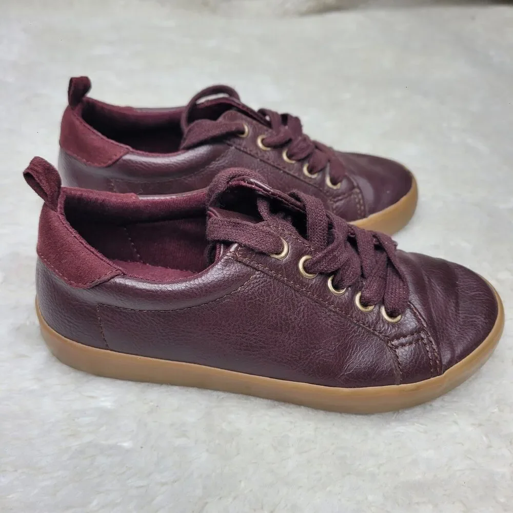 Gymboree Unisex Kids Old Skool Brown Maroon Faux Leather Shoes Size 13 Excellent